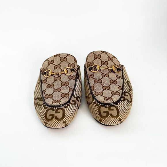 Gucci Princetown Jumbo GG Canvas Loafers Mules Brown Size 40, 10 - Picture 2 of 15